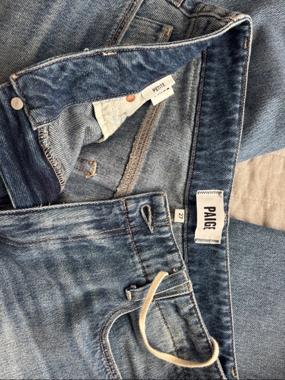 PAIGE Petite 27 Medium Blue Wide-Leg Flare Jeans - Picture 5 of 6
